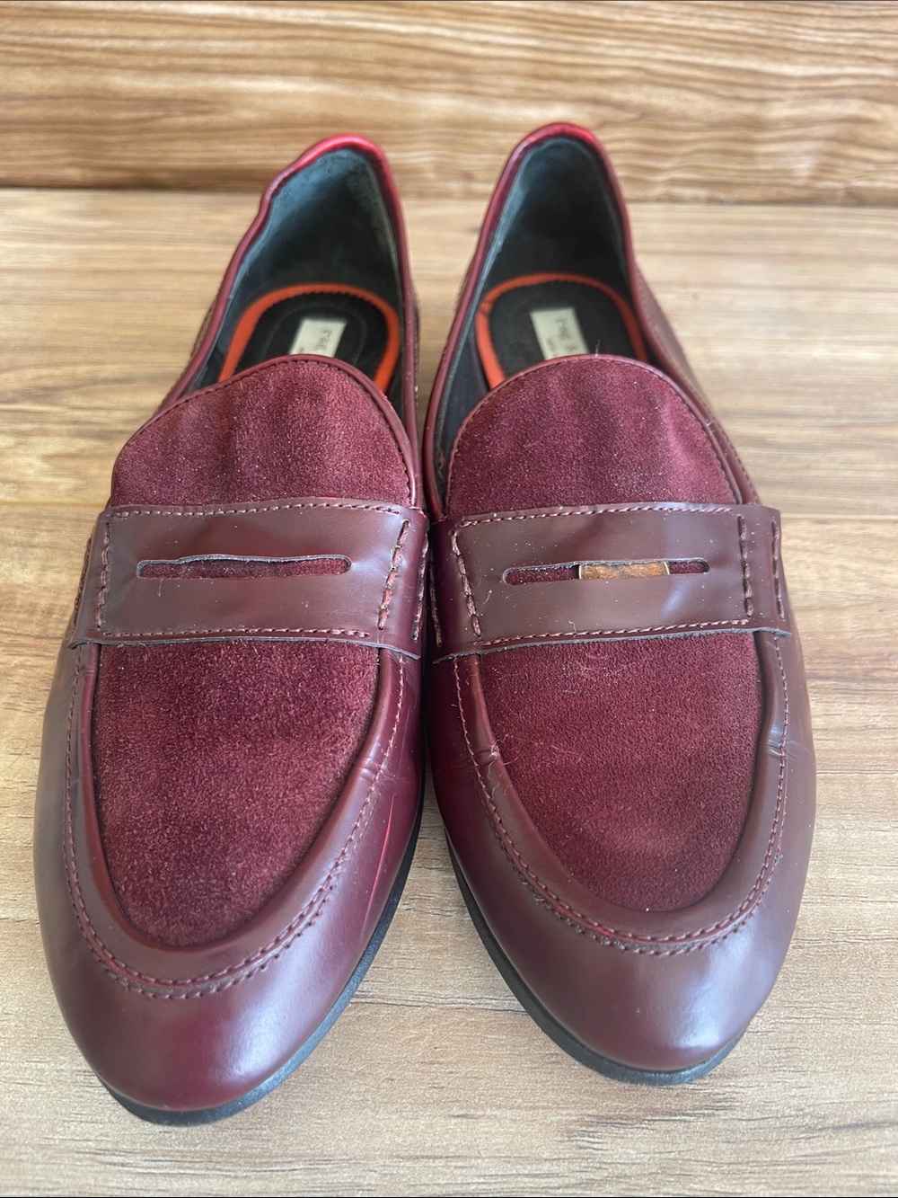 Pre-owned rag & bone Men's Burgundy Suede and Leather Penny Loafers size 38